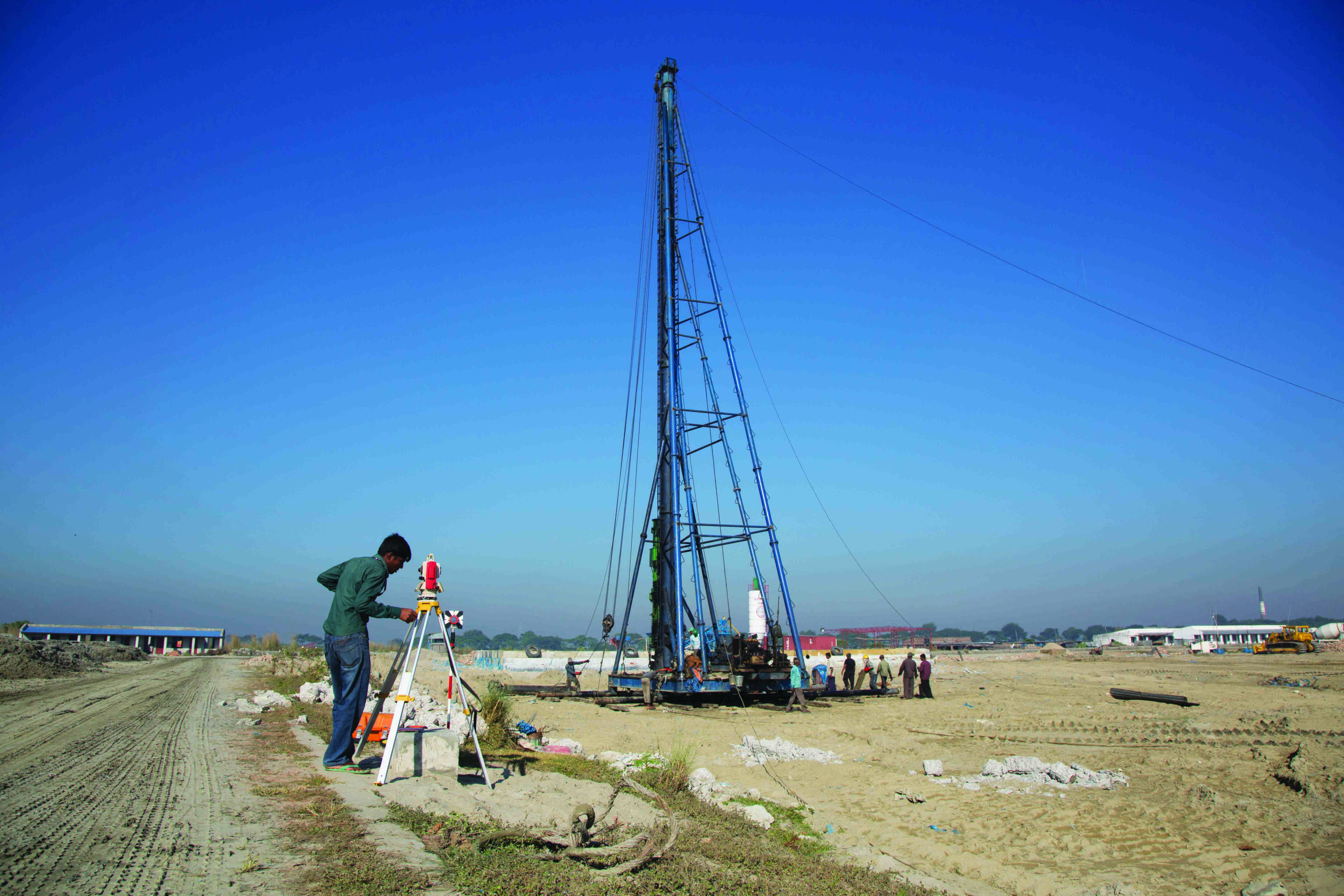 Skid Mounted pile driver.