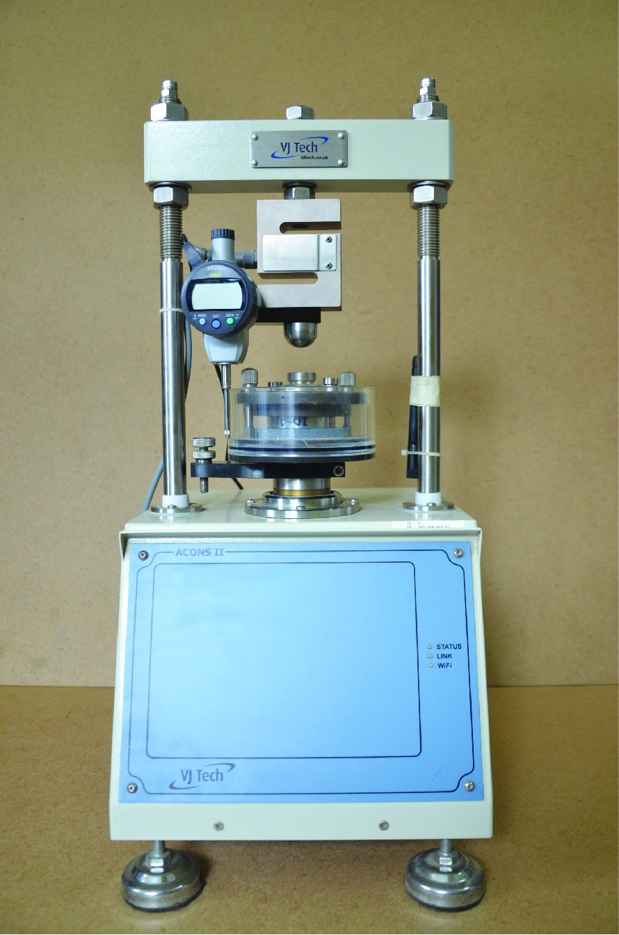Acons II digitized one dimensional consolidation apparatus, Model VJT0650M, VJ Tech, UK.